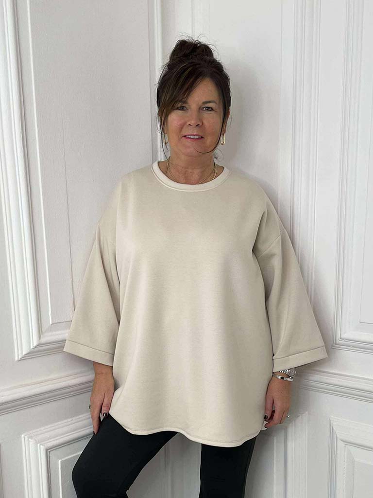 Scuba Sweat Top- Ecru