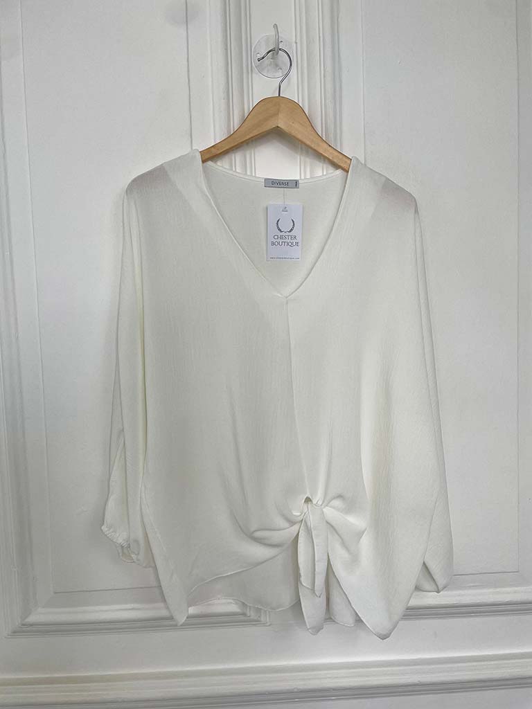 Tie Front Top - Warm White