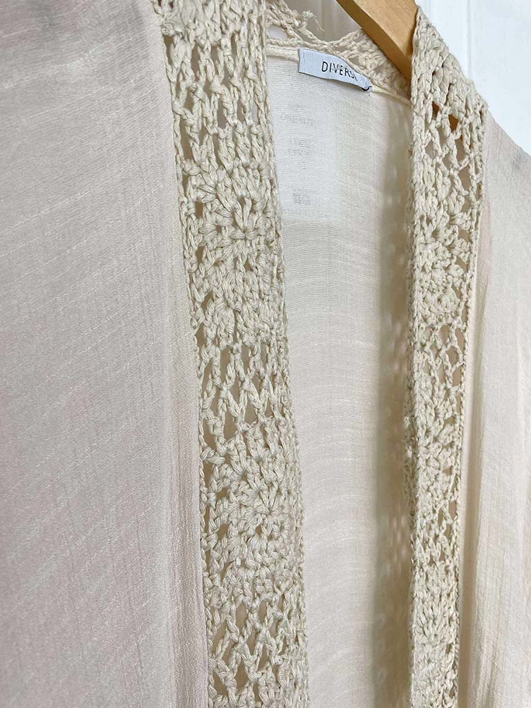 Crochet Edge Kimono - Ecru