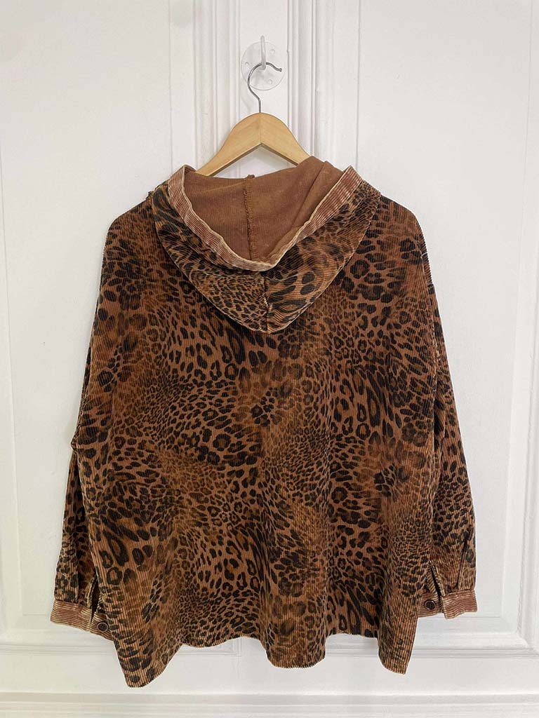 Leopard Cord Hooded Jacket