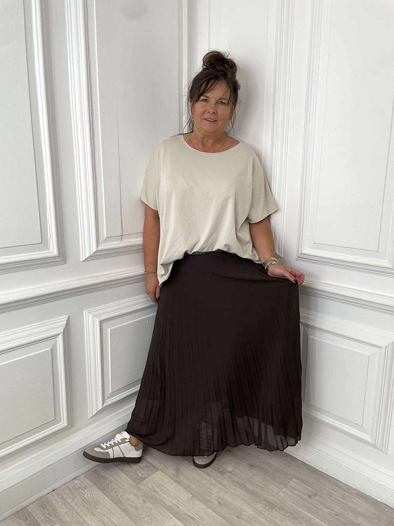 Pleat Maxi Skirt - Chocolate