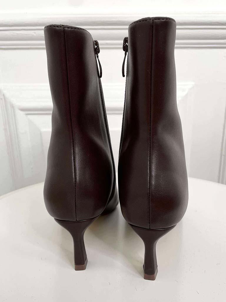 Pointed Toe Faux Leather Boots - Chocolate