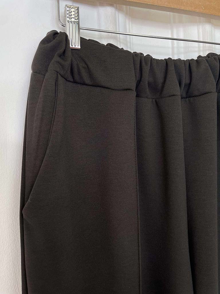 Wide Leg Seam Front Joggers - Dark Chocolate