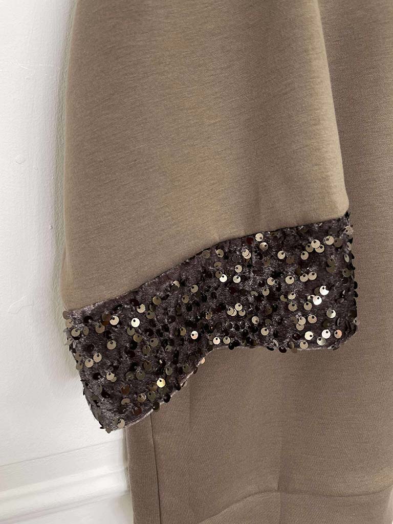 Sequin Cuff Sweatshirt - Mocha
