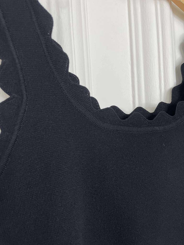 Scalloped Edge Vest - Black