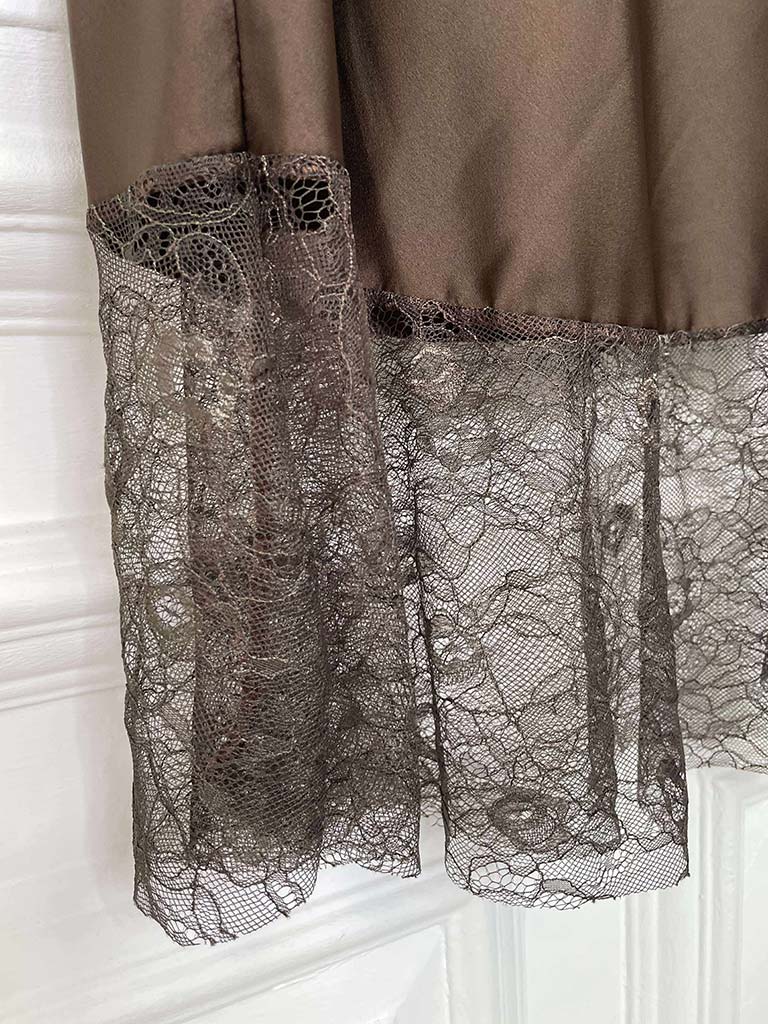 Lace Trim Maxi Skirt - Chocolate