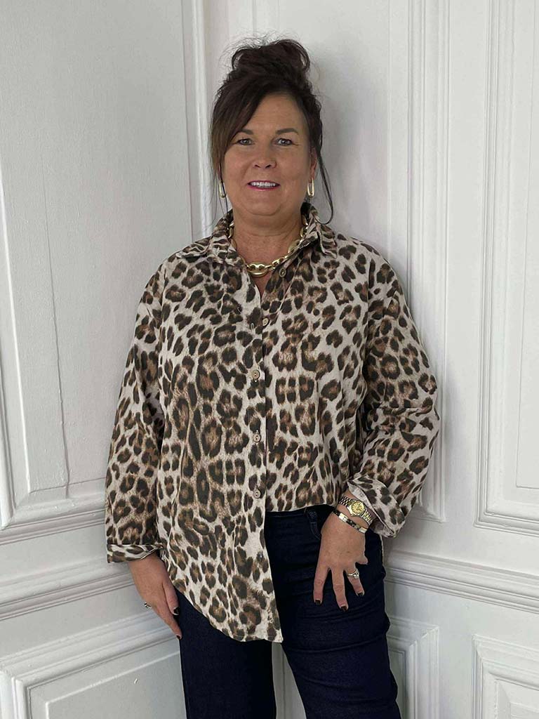 Leopard Print Micro Cord Shirt