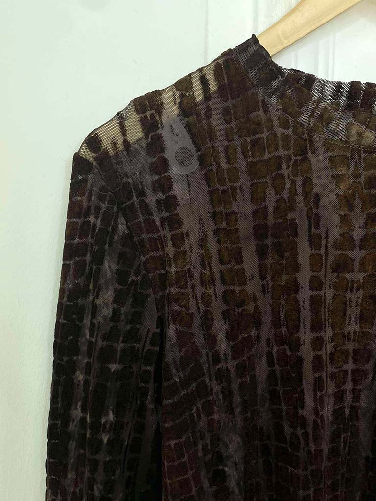 Croc Mesh Layering Top - Mahogany