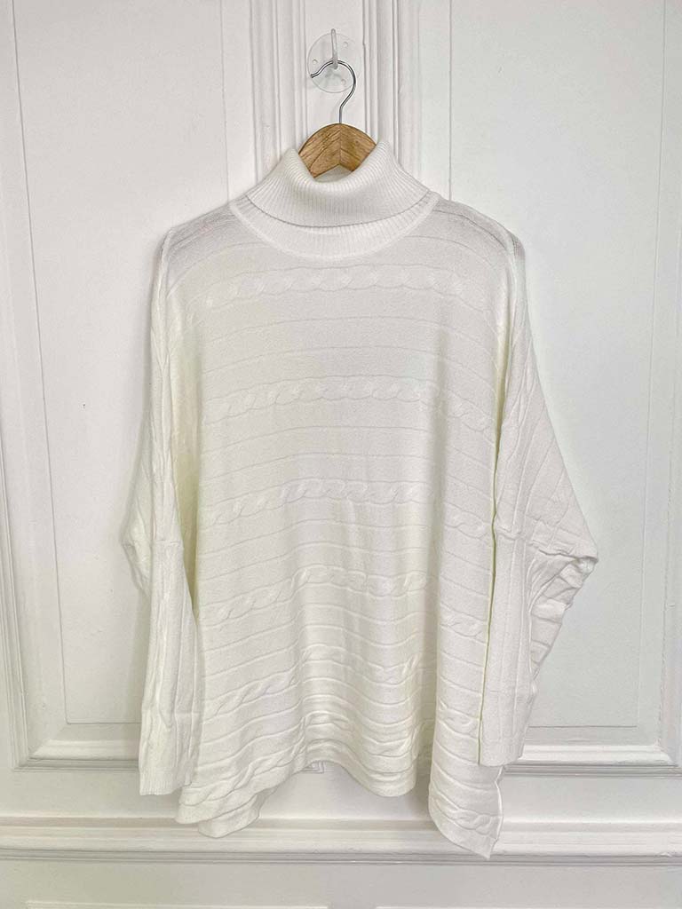 Cable Ribbed Polo Knit - Winter White