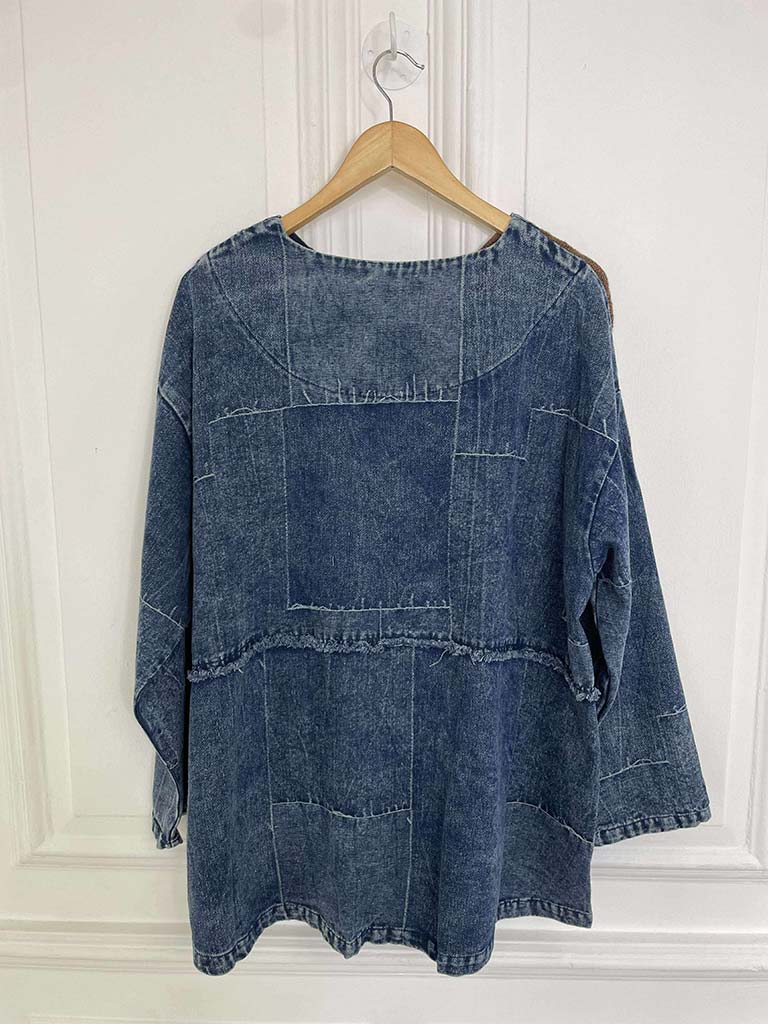 Denim Patchwork Knit