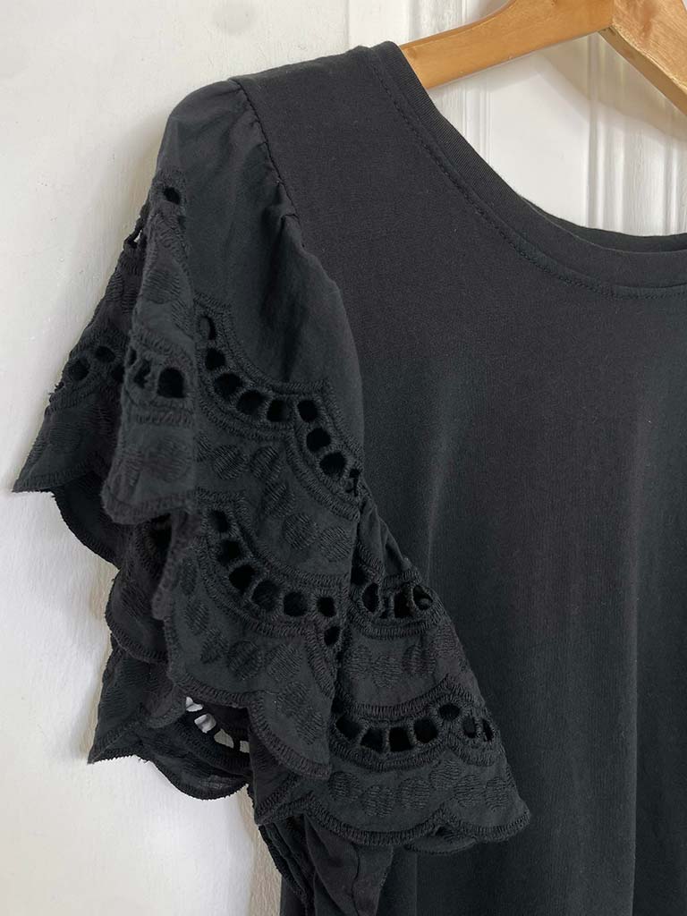 Broderie Anglaise Tee - Black