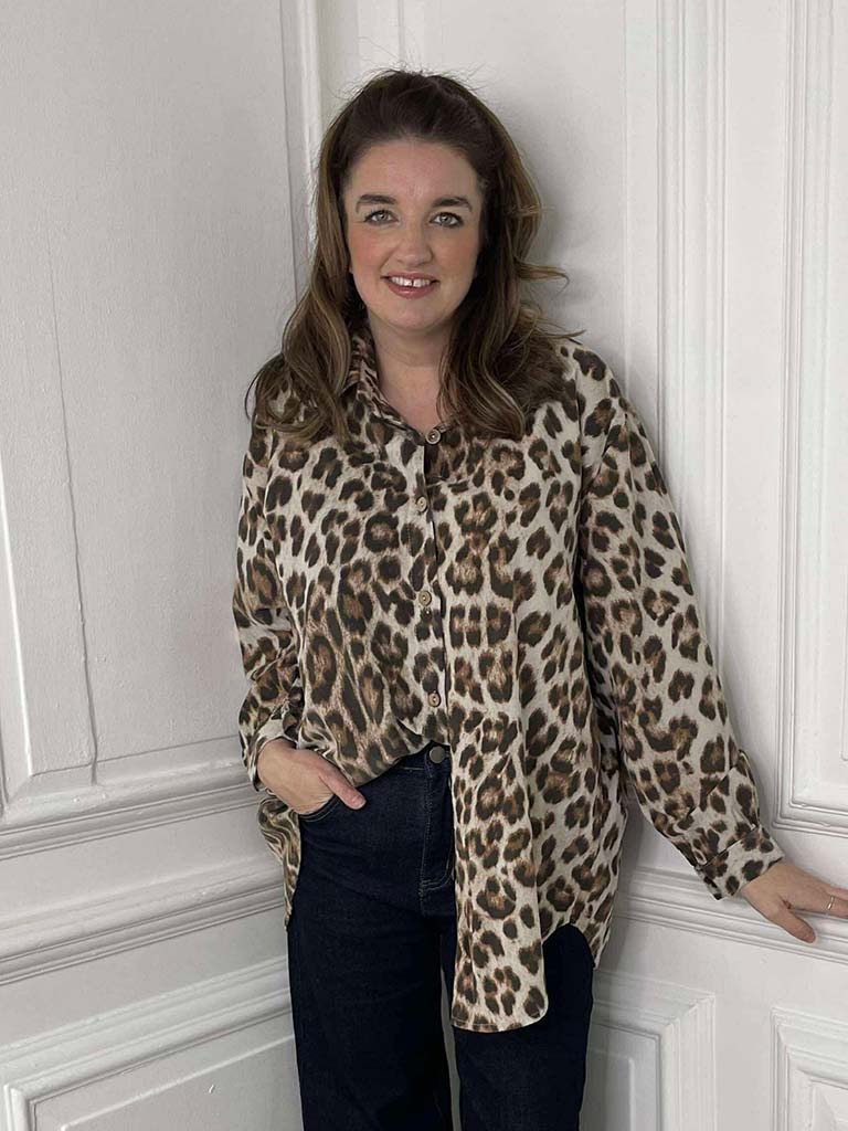 Leopard Print Micro Cord Shirt