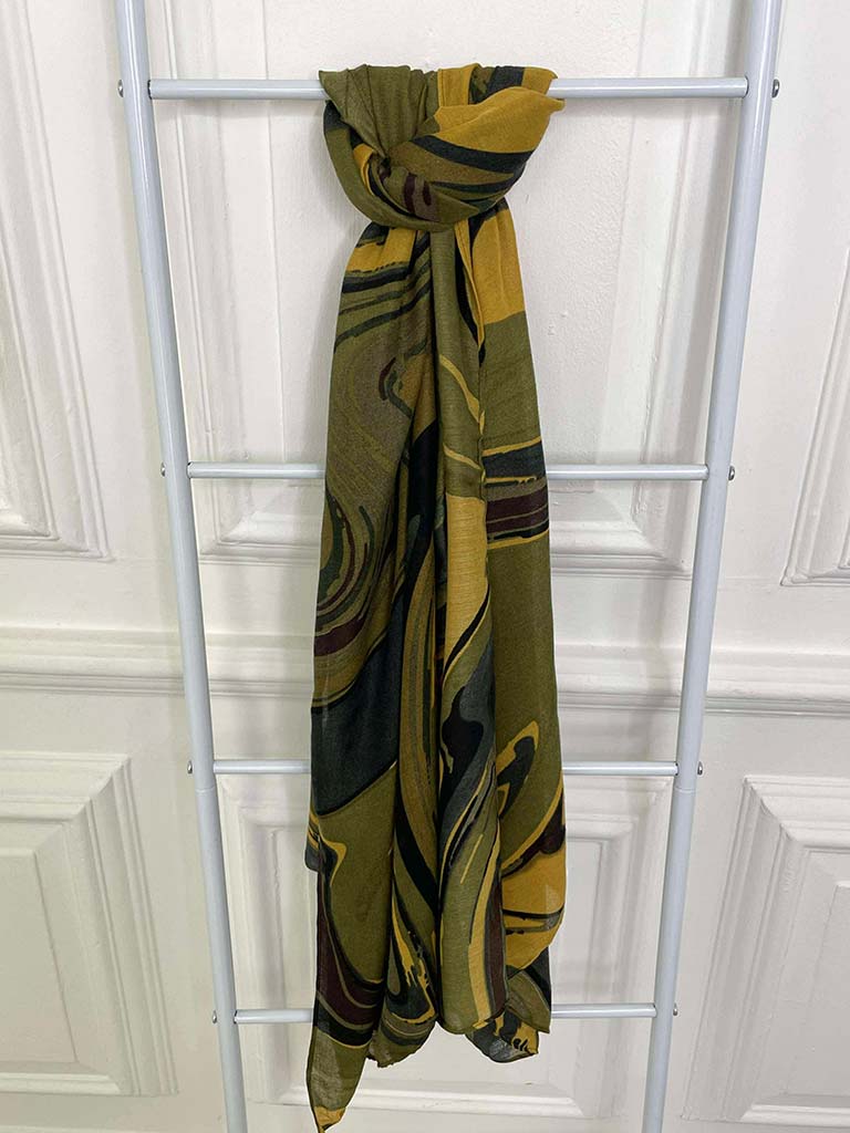Marble Print Scarf - Olive
