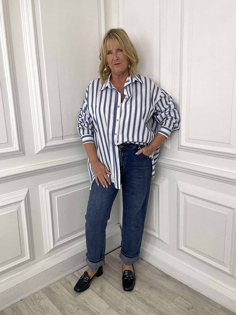 Striped Cotton Shirt - Royal Blue