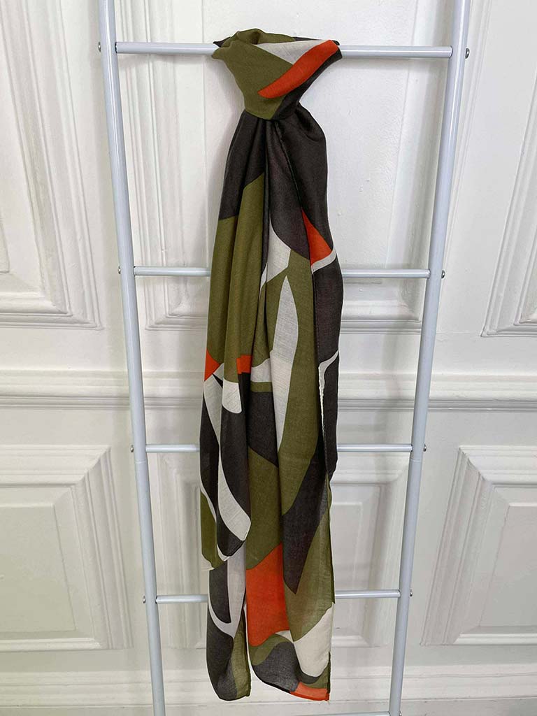 Abstract Print Scarf - Olive
