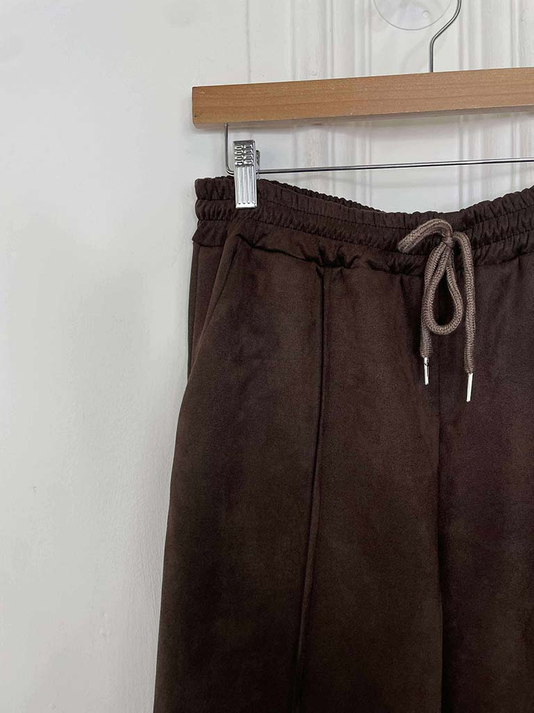 Suede Feel Joggers - Chocolate