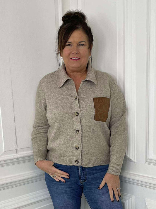 Love Pocket Knitted Jacket - Oat