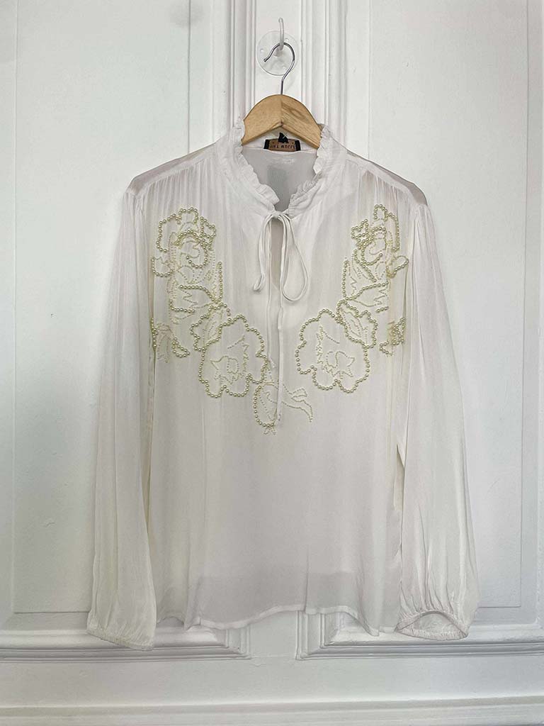 Rose Pearl Blouse - Warm White