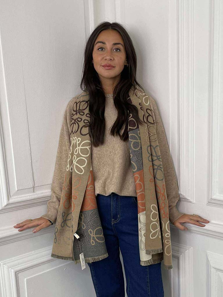 Malissa J Loop Print Scarf - Taupe