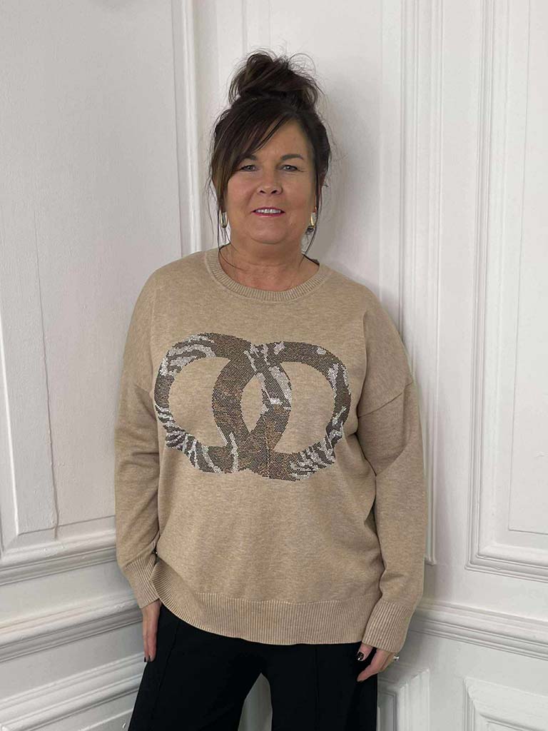 Malissa J Studded Link Knit - Stone