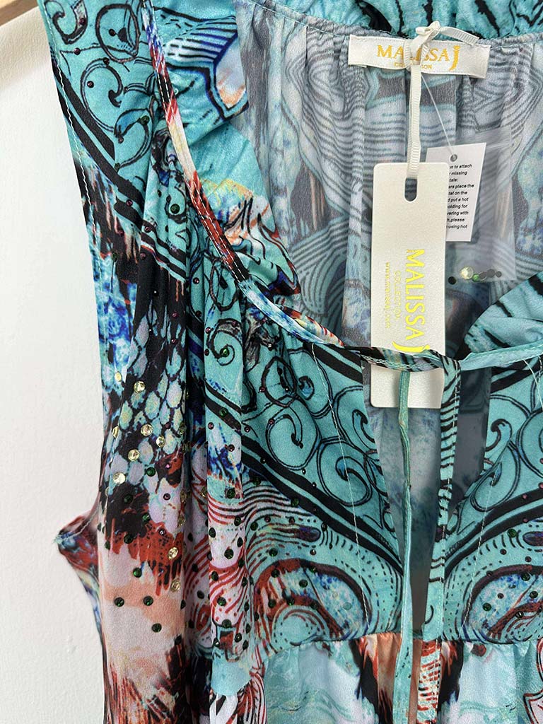 Malissa J Aqua Tiered Maxi Dress