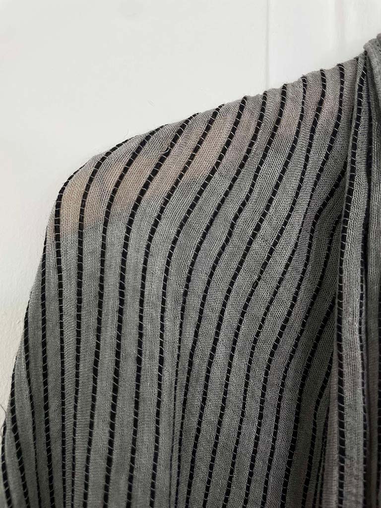 Cotton Stripe Scarf - Grey