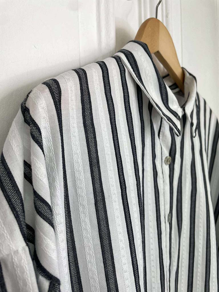 Striped Cotton Shirt - Black