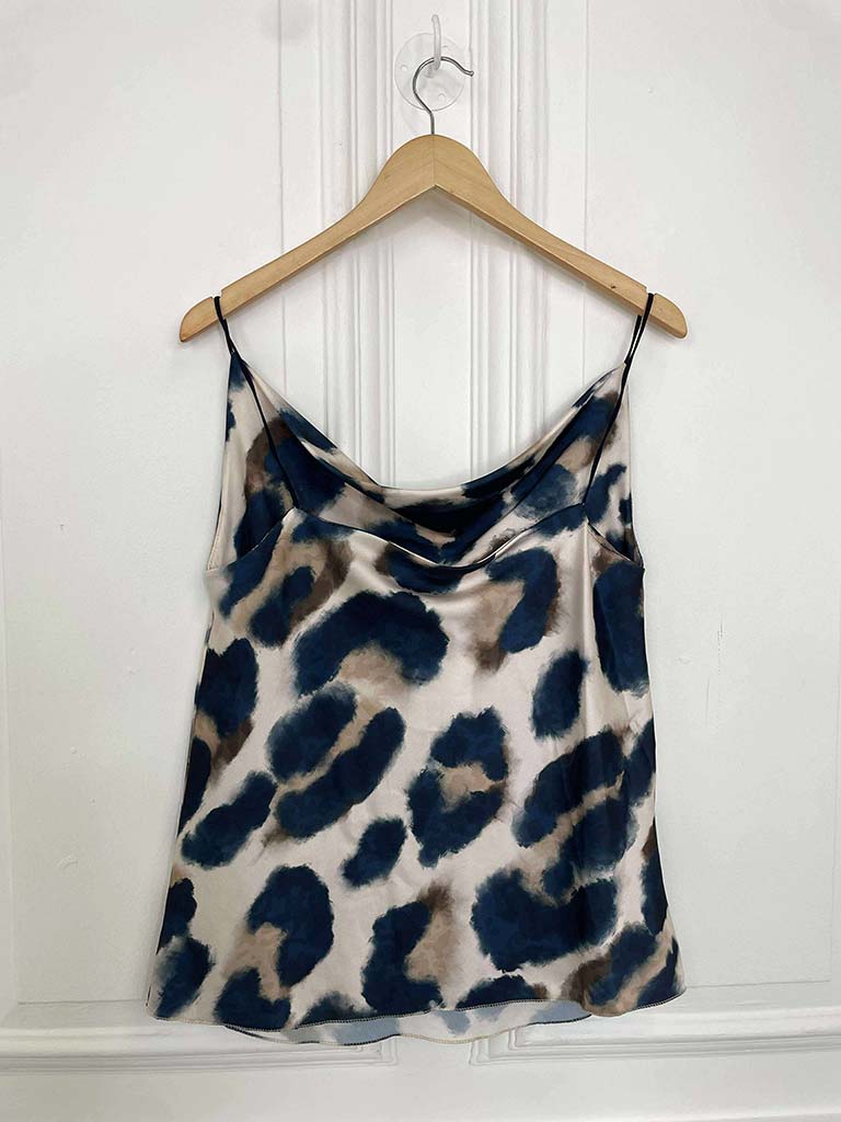 Leopard Draped Cami - Teal