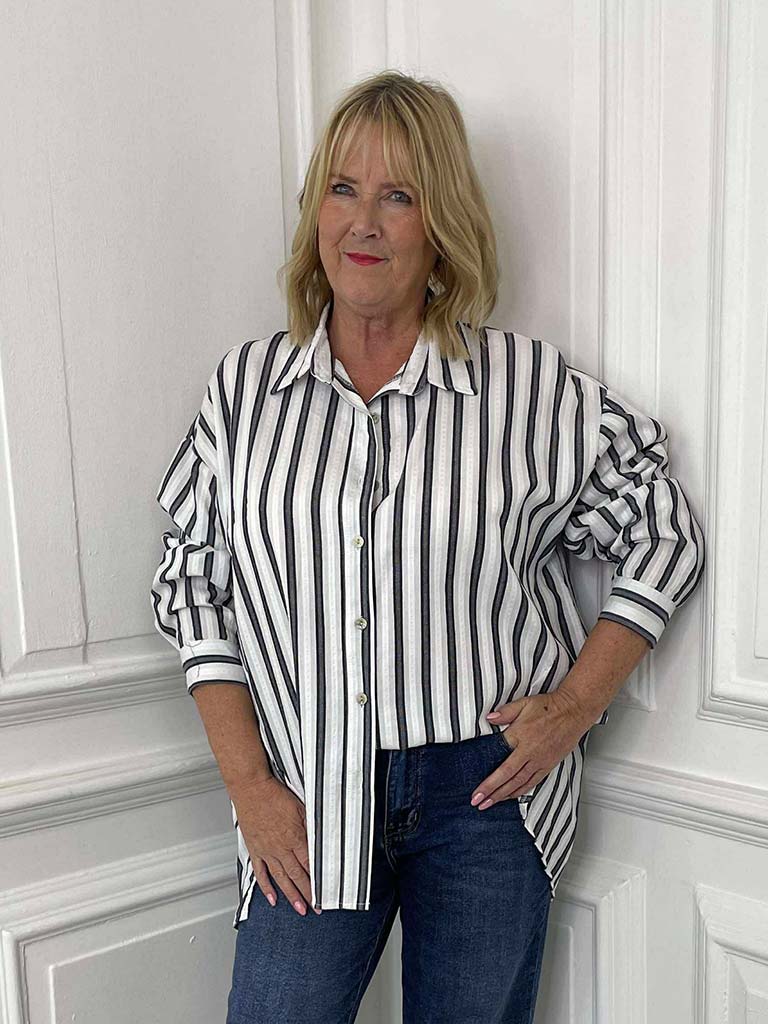 Striped Cotton Shirt - Black
