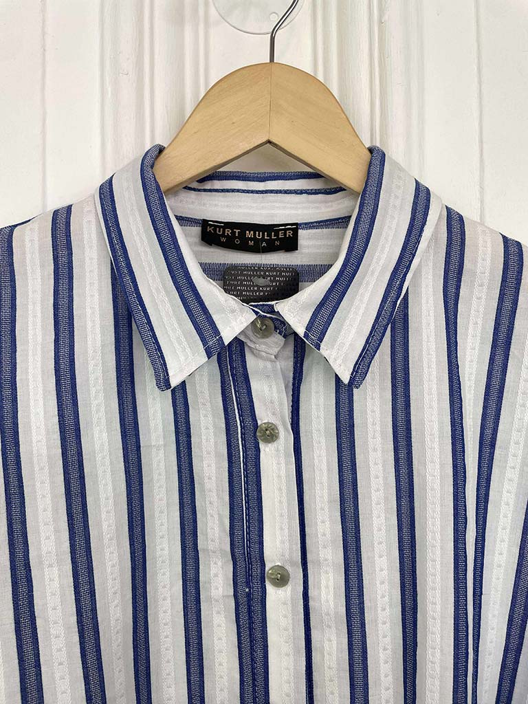 Striped Cotton Shirt - Royal Blue