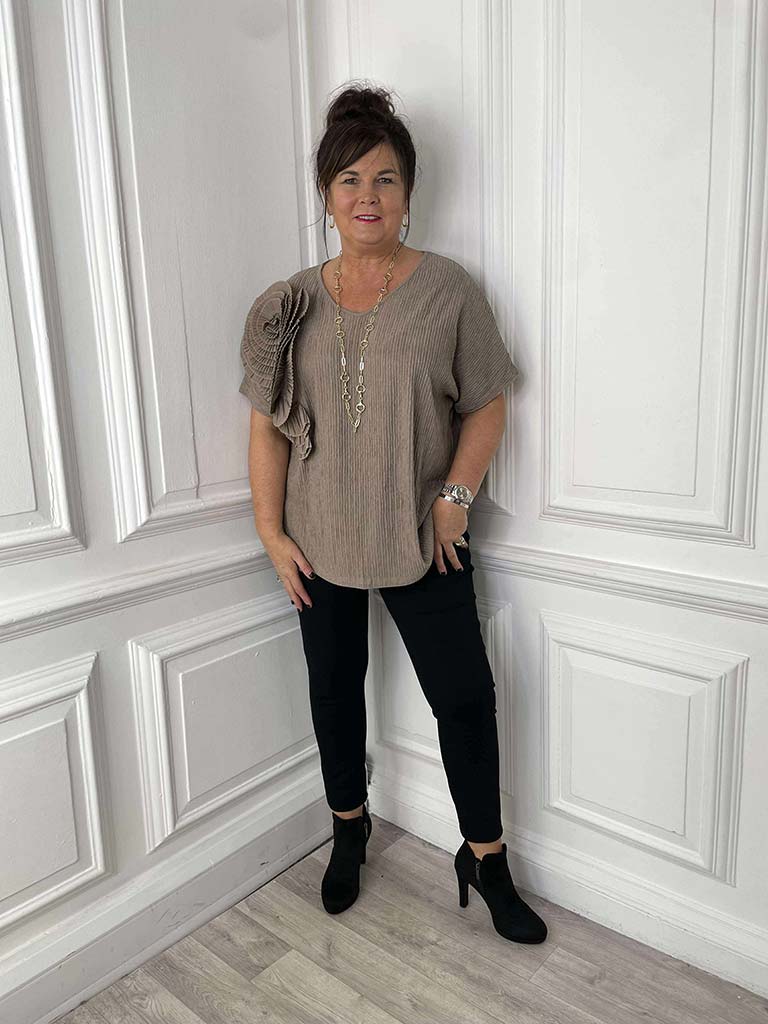 Malissa Corsage Top - Taupe
