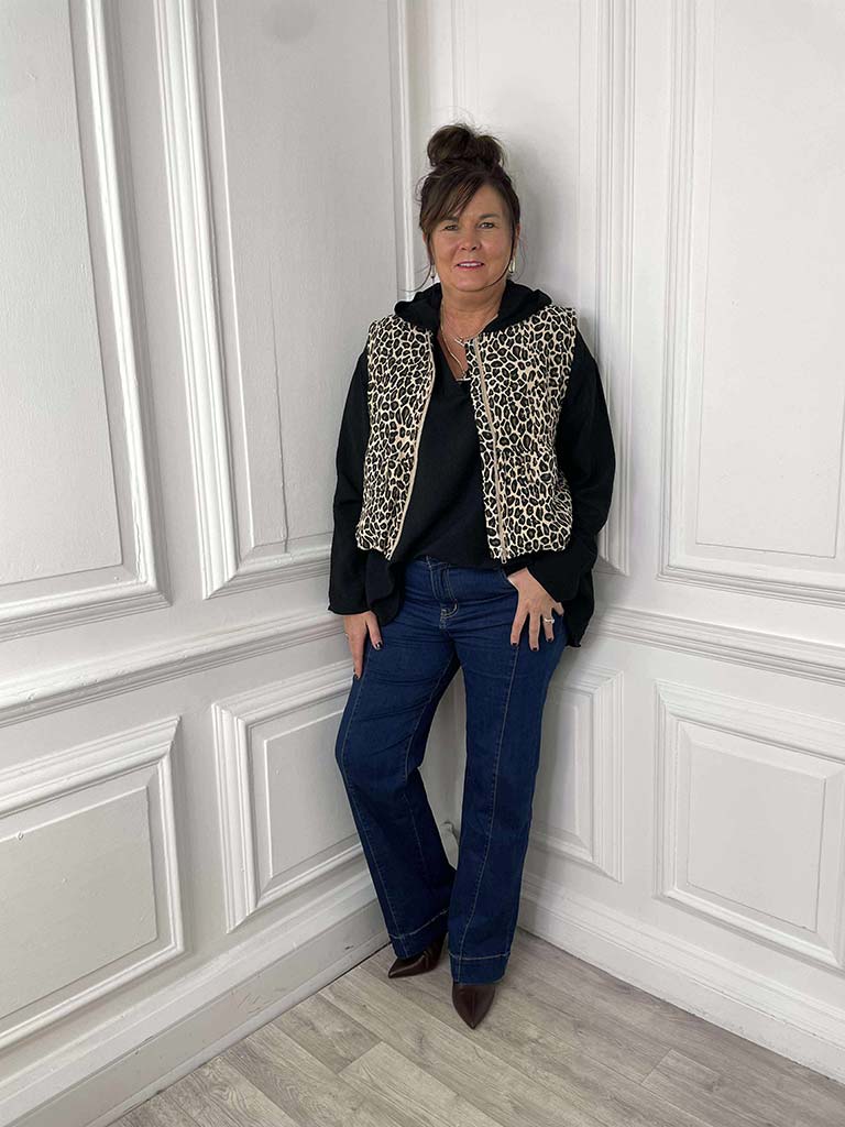 Bubble Hem Gilet - Leopard