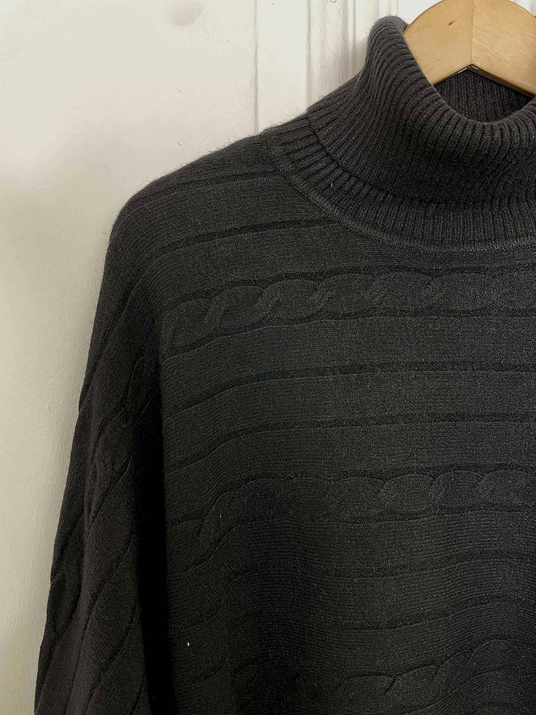 Cable Ribbed Polo Knit - Black