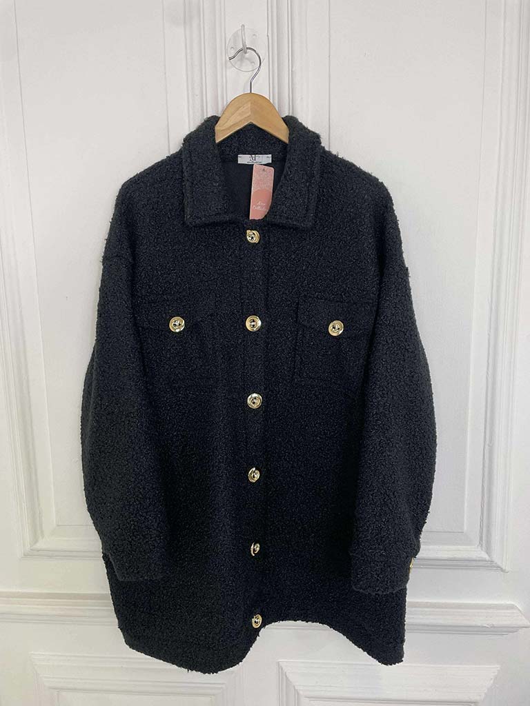 Boucle Boyfriend Jacket - Black