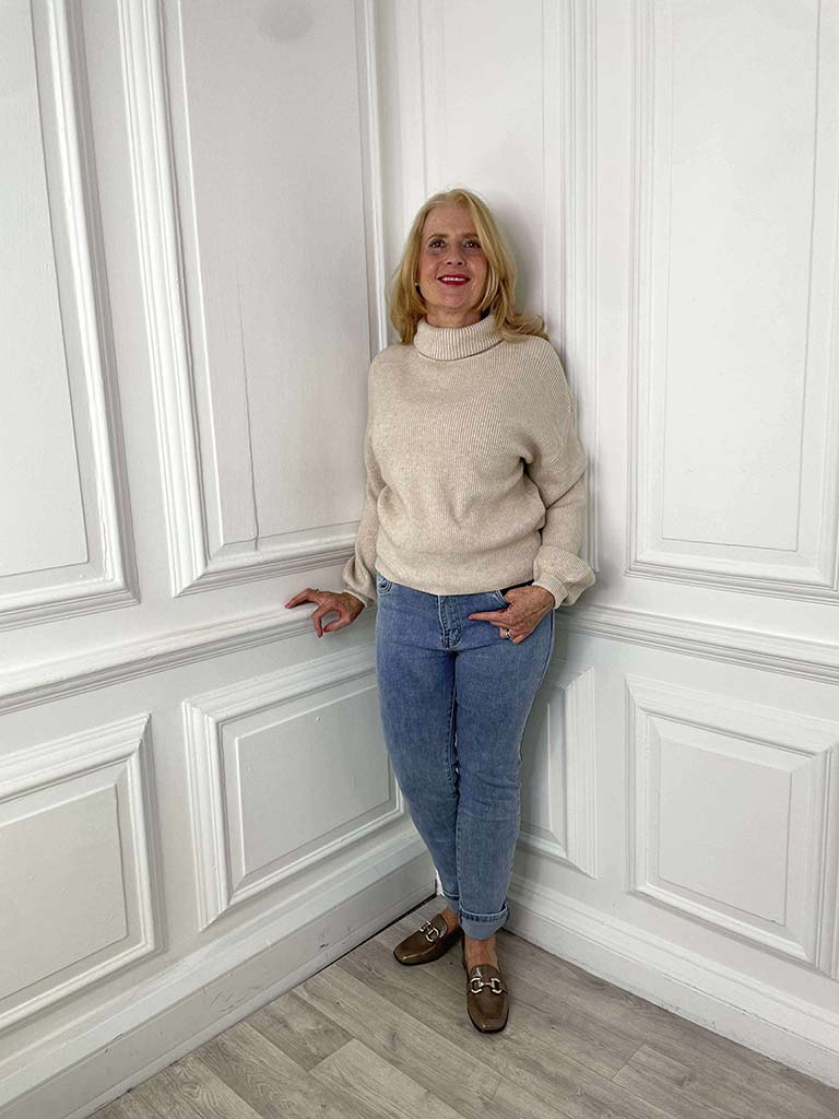 Polo Neck Knit - Stone