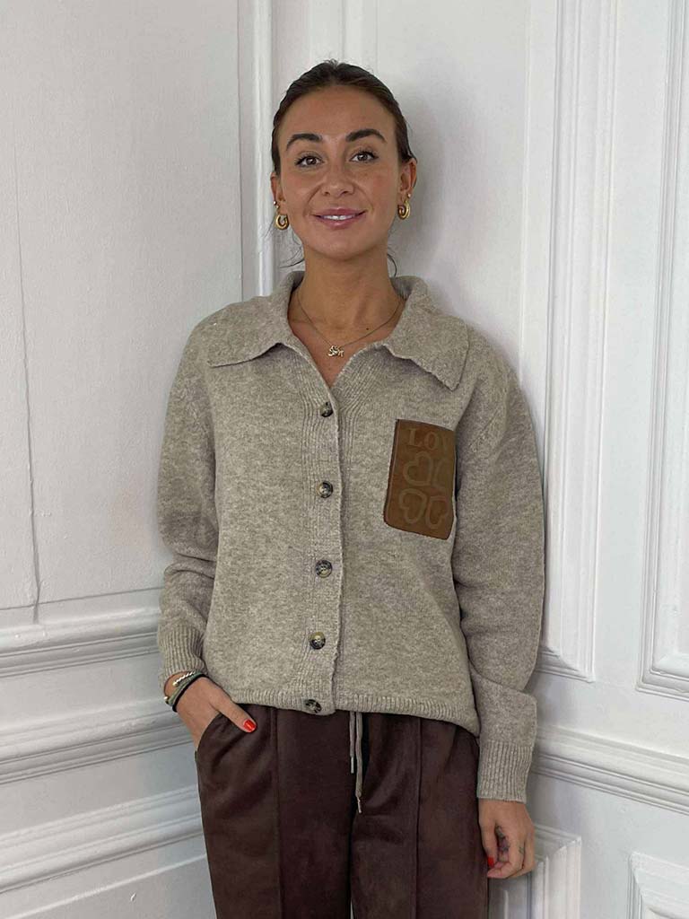 Love Pocket Knitted Jacket - Oat