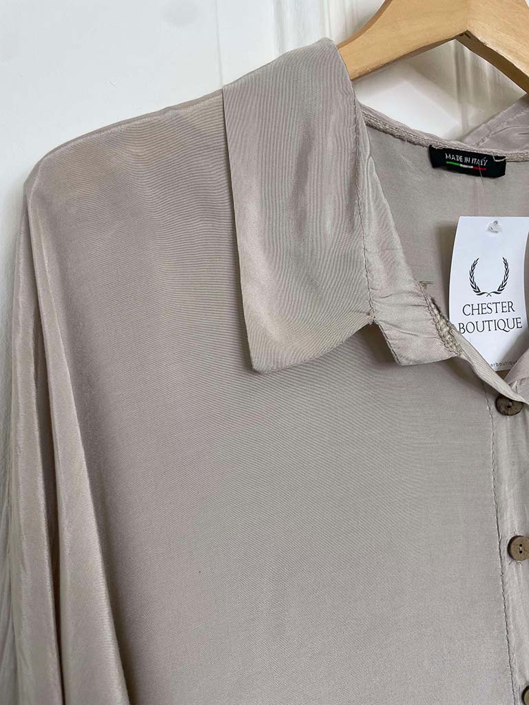 Silk Feel Classic Shirt - Stone