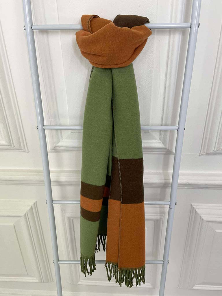 Stripe Cashmere Mix Scarf - Pistachio