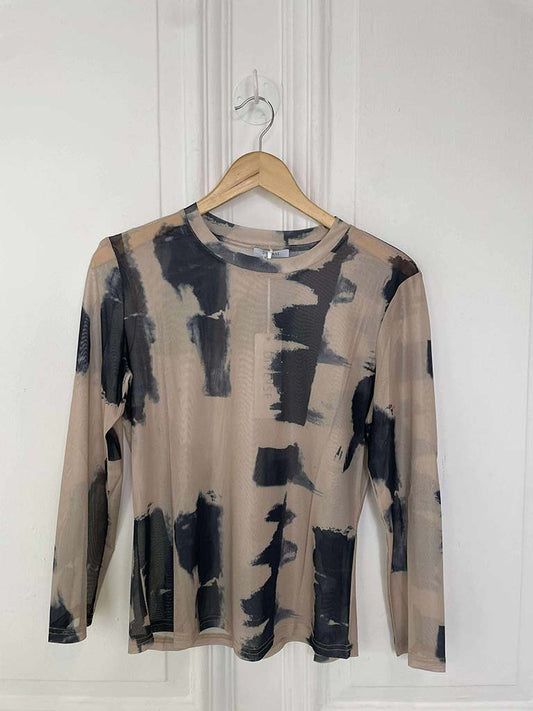 Grunge Mesh Layering Top - Mocha & Black