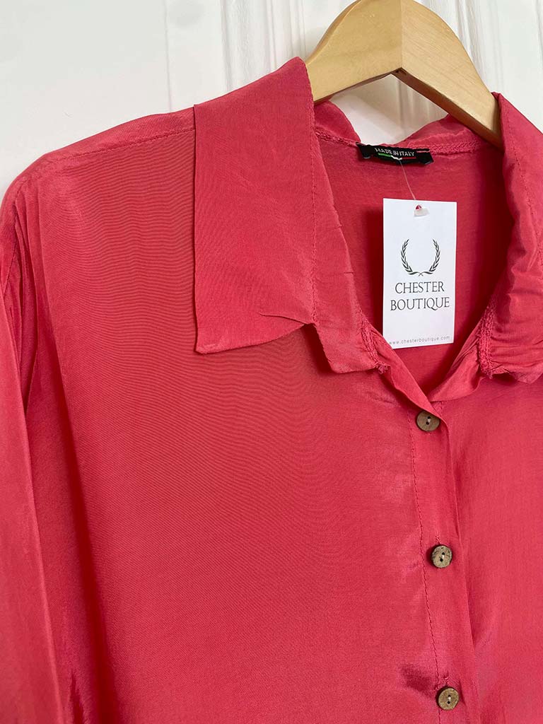 Silk Feel Classic Shirt - Coral