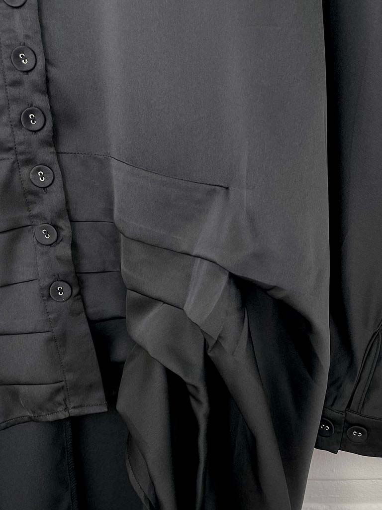 Malissa J Silk Feel Pleat Detail Shirt - Black