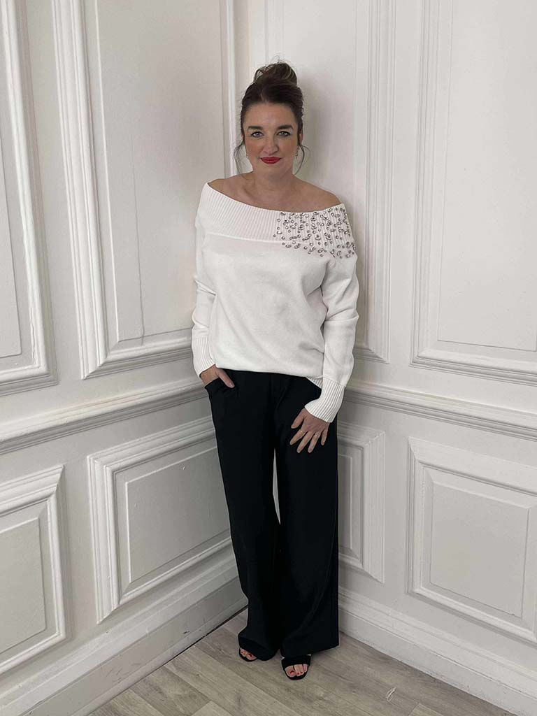 Malissa J Belle Bardot Knit - Winter White