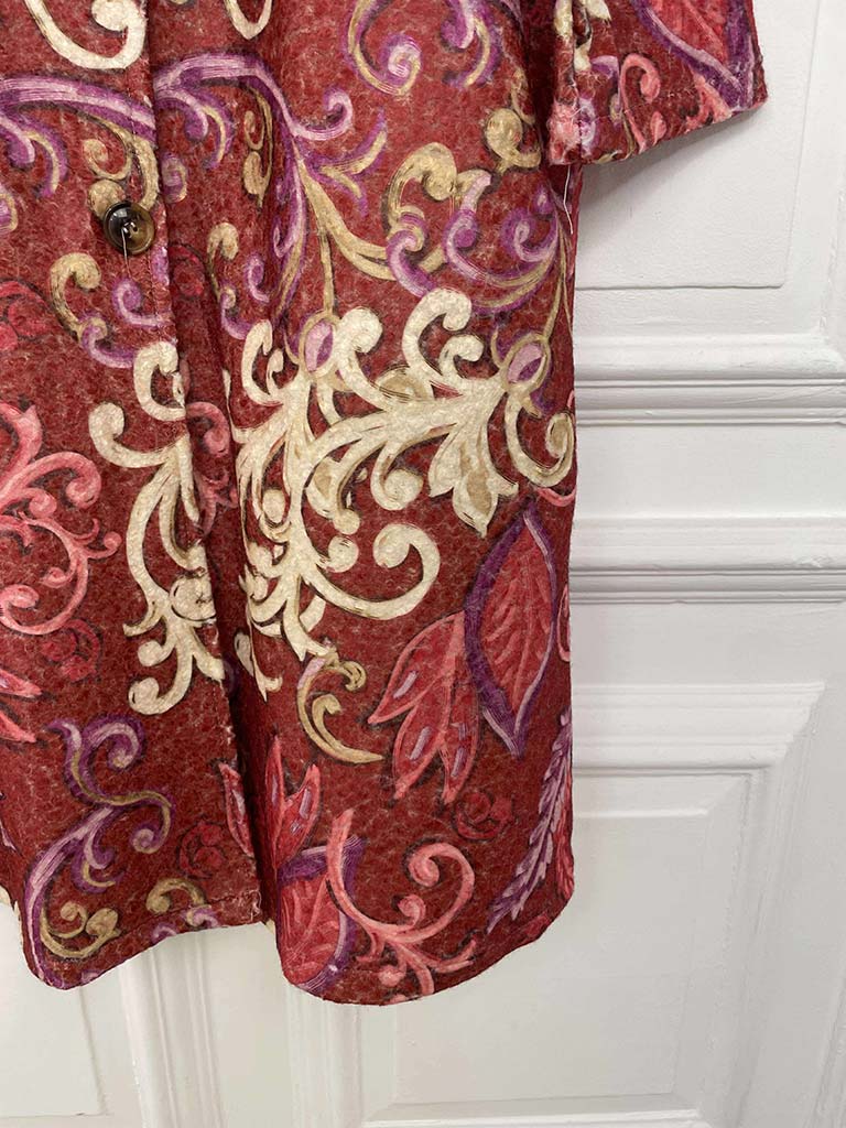 Baroque Print Coat - Raspberry