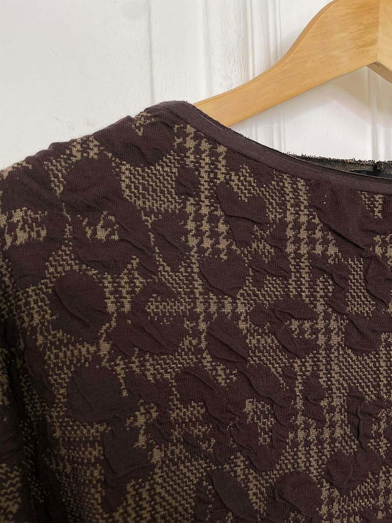 Leopard Check Asymmetric Top - Chocolate