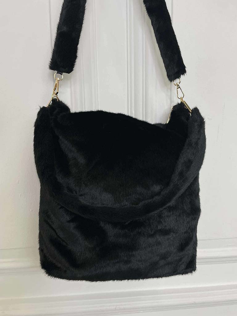 Malissa J Faux Fur Shopper Bag - Black