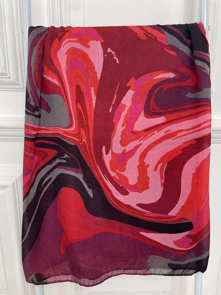 Marble Print Scarf - Red