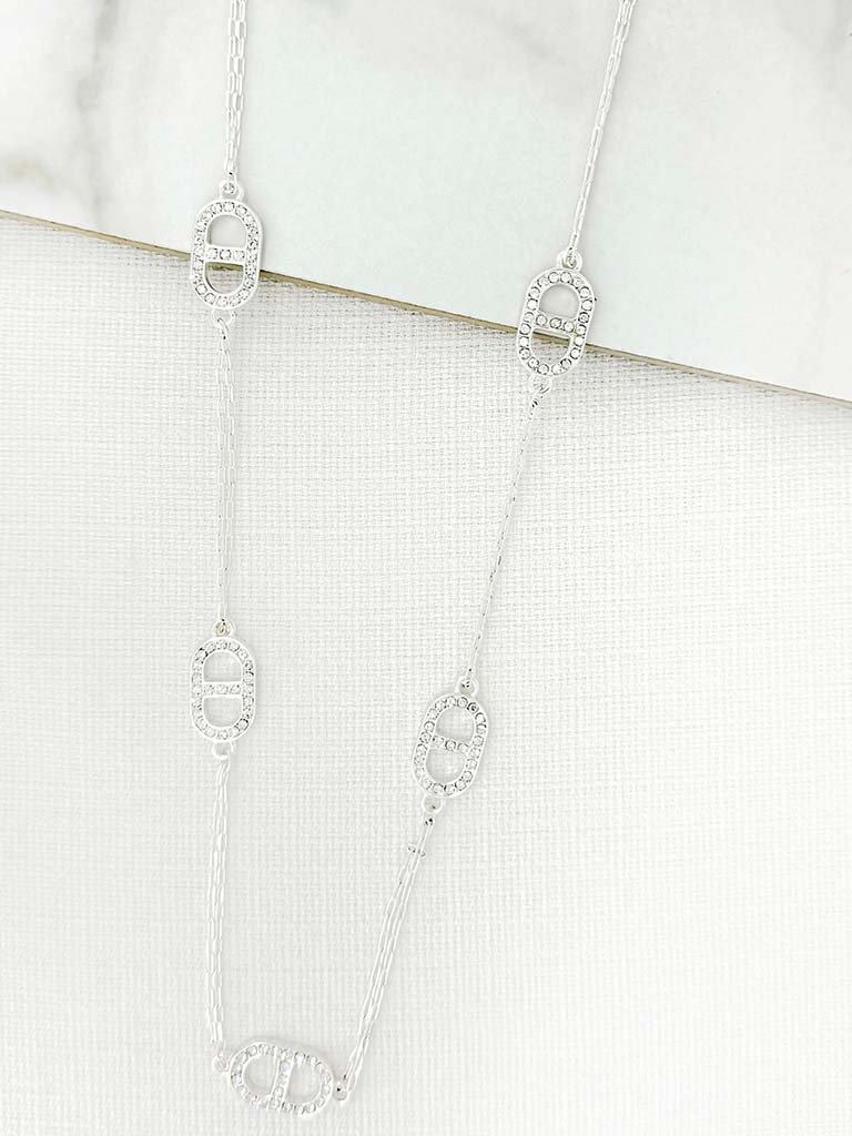 Envy Embellished Anchor Necklace - Silver