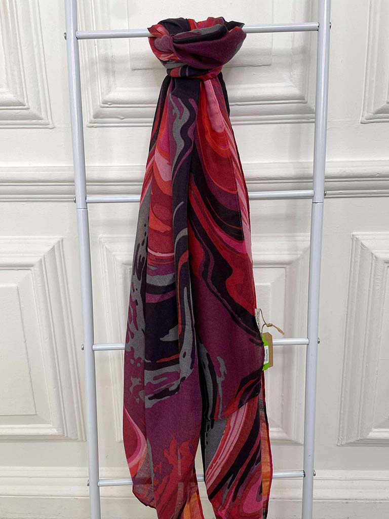 Marble Print Scarf - Red