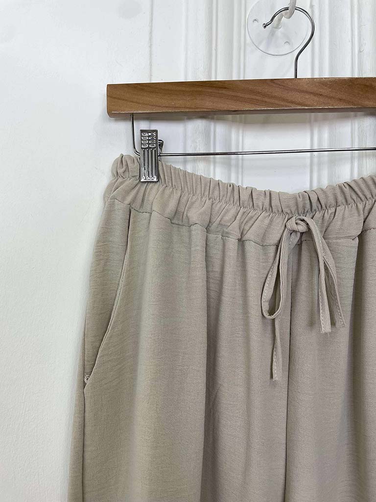 Basic Wide Leg Trousers - Stone