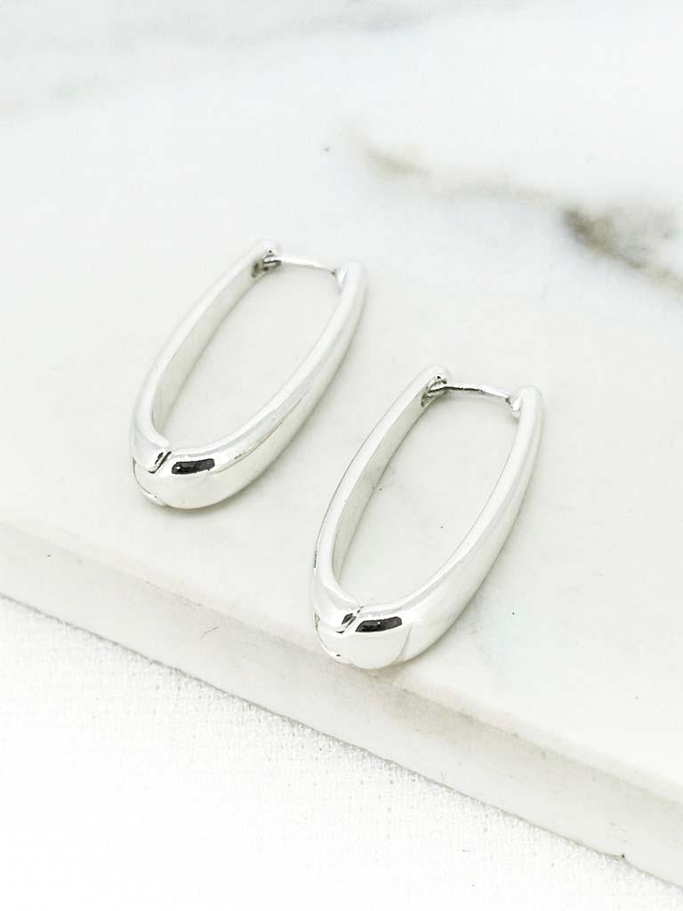 Envy Ellipse Hoop Earrings - Silver